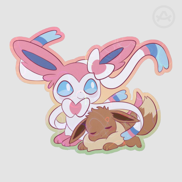 sylveon and eevee  Colored Edge Die Cut Stickers