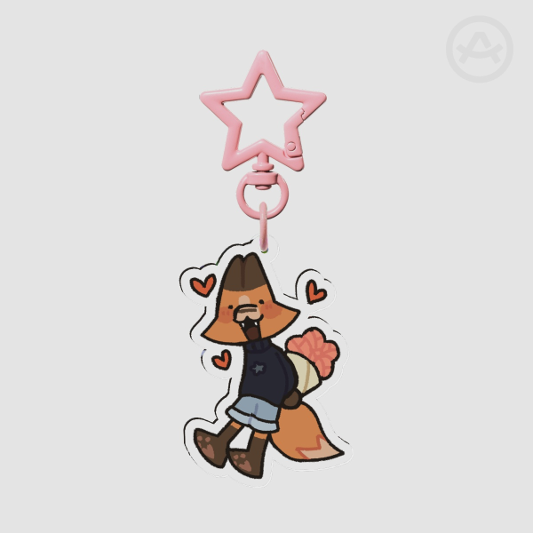 miles with flowers keychain