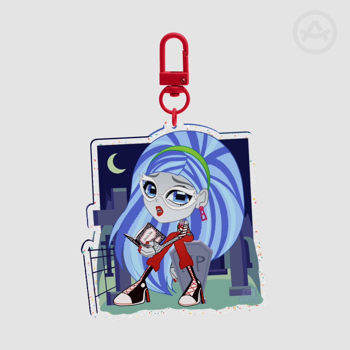☆ Ghoulia Yelps Graveyard Glitter Acrylic Keychain ~