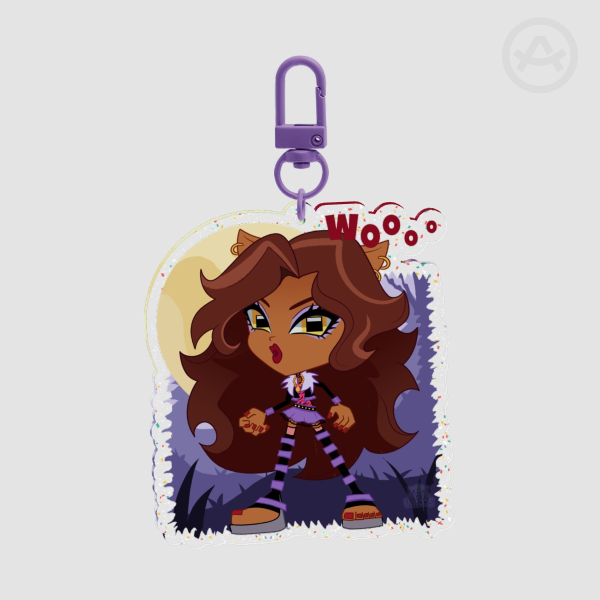 ☆ Clawdeen Wolf Moon Glitter Acrylic Keychain ~