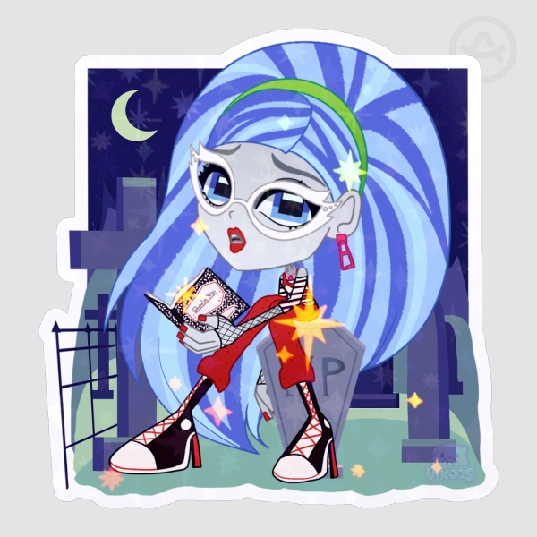 ☆ Ghoulia Yelps Graveyard Sticker With Stars Effect ~