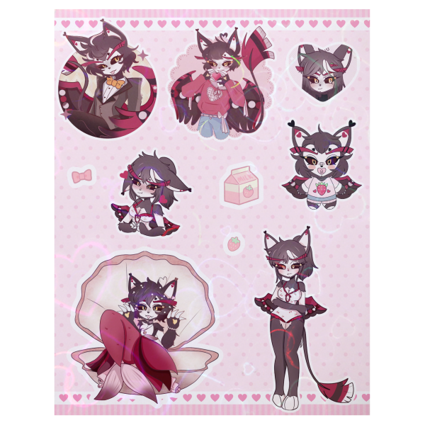 Husk Hazbin Hotel || Coated paper Stickers sheet || holo heart