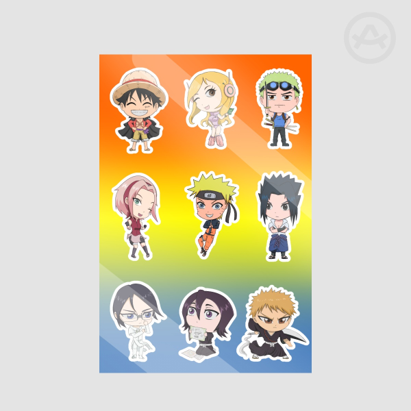 Anime shonen main cast chibi sticker