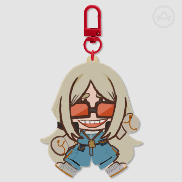 August Mock Rubber Wooden Keychain