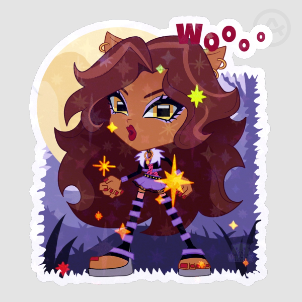 ☆ Clawdeen Wolf Howling Sticker With Stars Effect ~