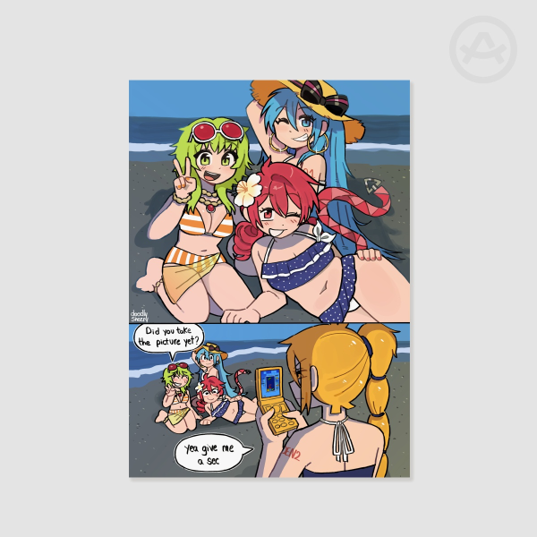 Hatsune Miku, Kasane Teto, Akita Neru And Gumi At The Beach