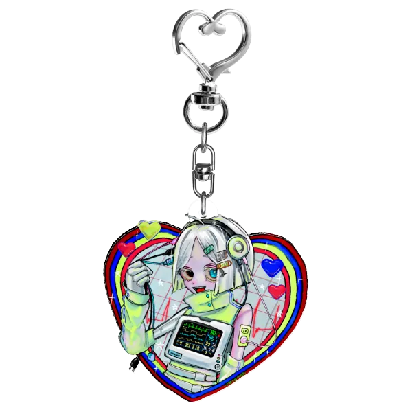 Vital Signs Monitor girl Full Bleed Acrylic Keychains