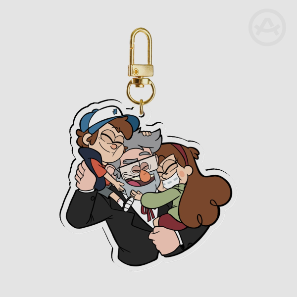 A grunkle and his kids keychain