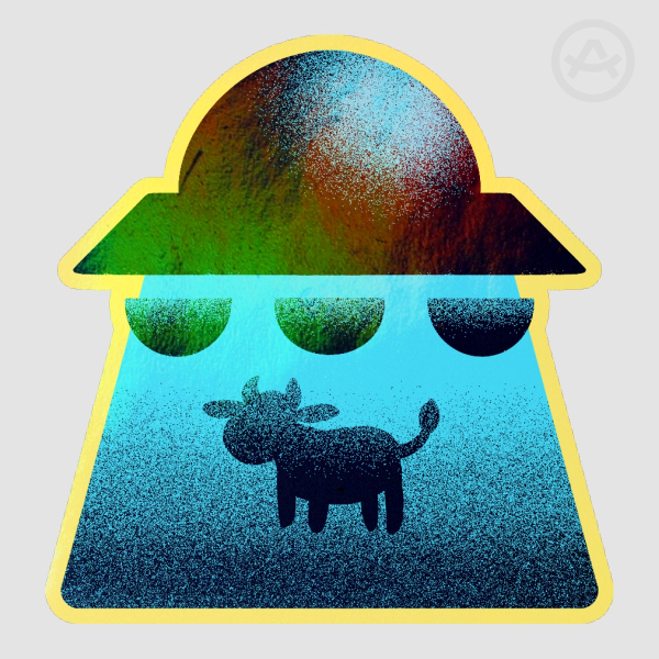 UFO Colored Edge Die Cut Stickers