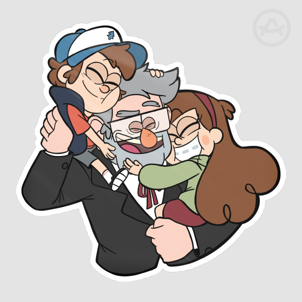 A Grunkle and his kids sticker