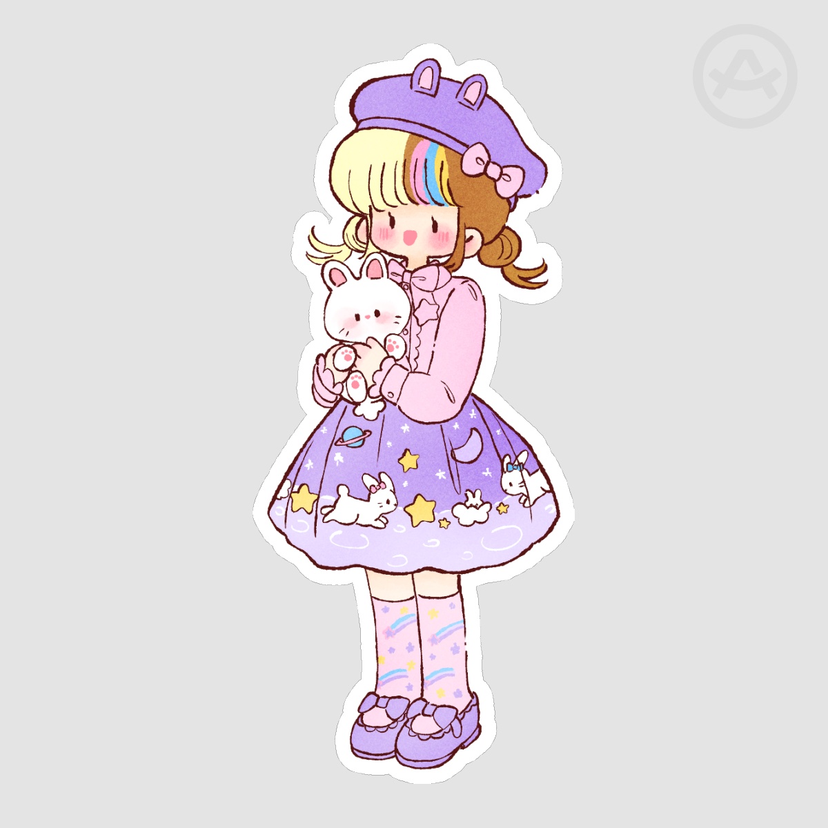 Moon Bunny Galaco Die Cut Stickers