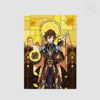 Zhongli Stained Glass A4 Poster Printing