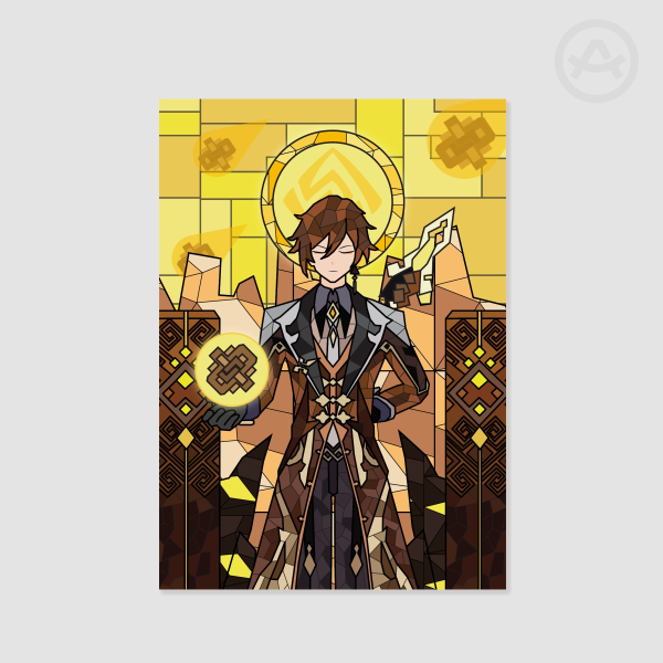 Zhongli Stained Glass A4 Poster Printing