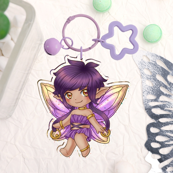 Metal Fairy Glitter Acrylic Keychains