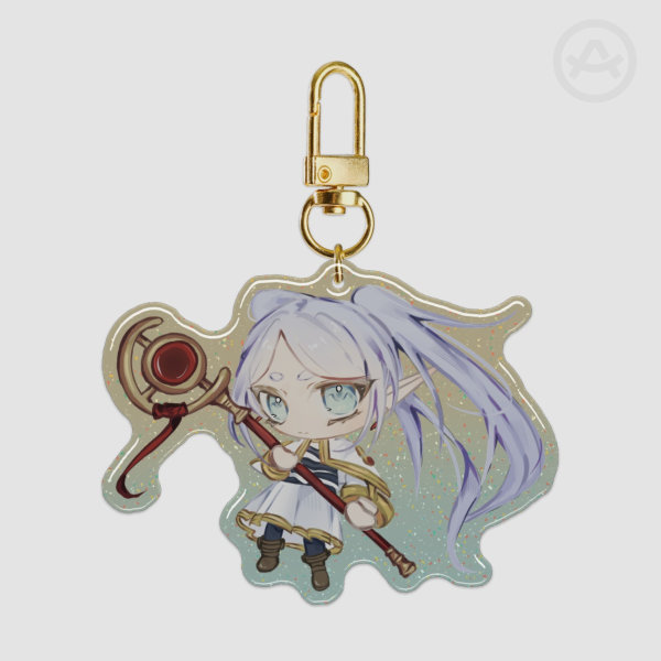 Chibi Frieren Epoxy Glitter Acrylic Keychain • Frieren: Beyond Journey's End