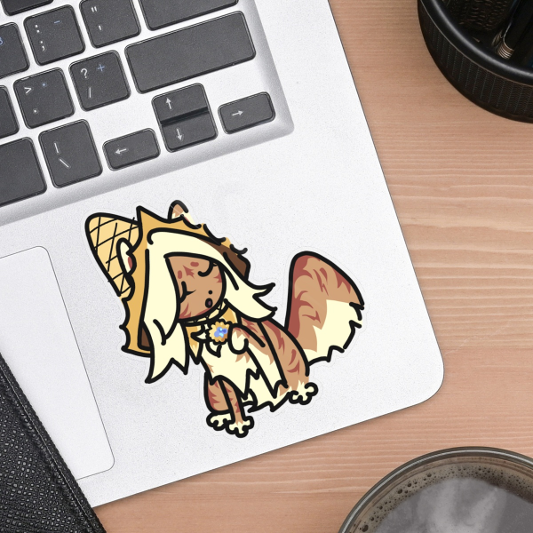 COOKIE RUN KINGDOM | Pure Vanilla Cookie Cat Vinyl Weatherproof Sticker Clear Back