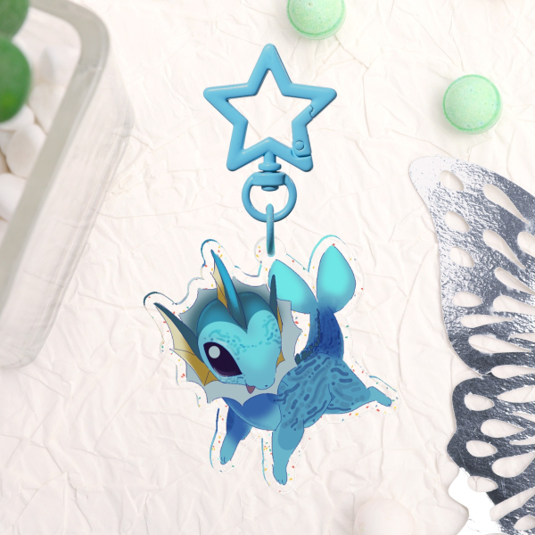 POKEMON | EEVEELUTION Vaporeon Glitter Double-Sided Acrylic Charm Clear