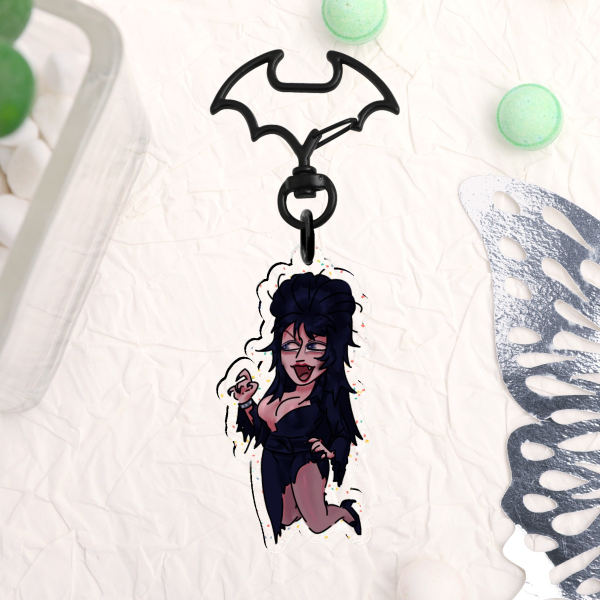 Elvira Glitter Double-Sided Acrylic Charm Clear