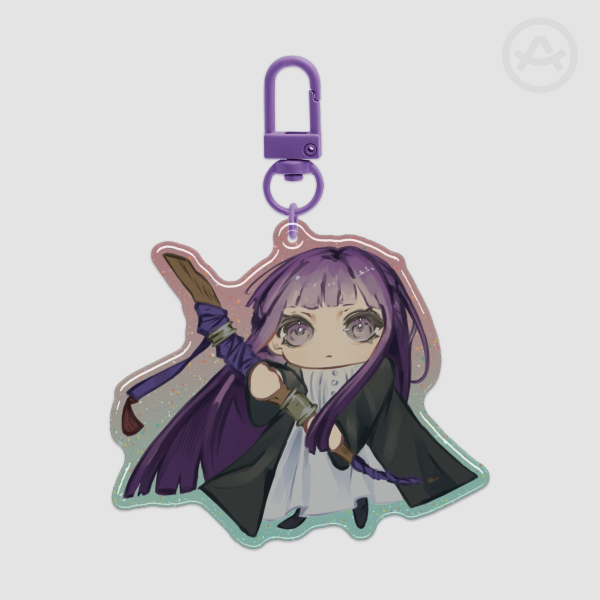 Chibi Fern Epoxy Glitter Acrylic Keychain • Frieren: Beyond Journey's End