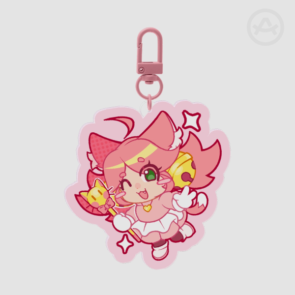 Pink/Mew Mew Double Sided Keychain