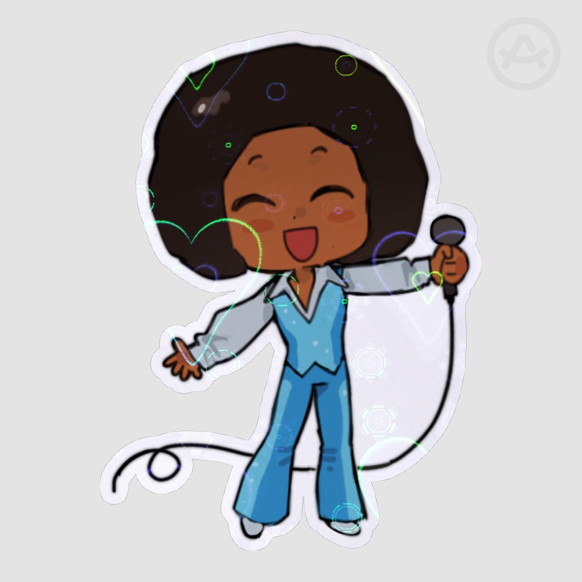 MJ blue holographic sticker