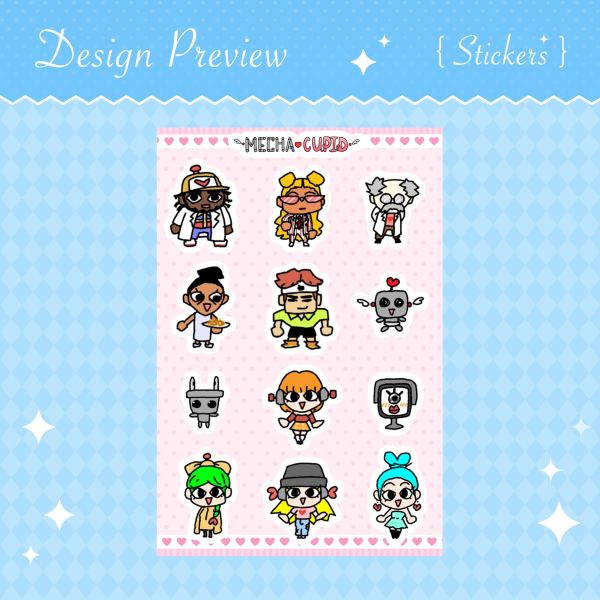 (MATTE) Mecha-Cupid Characters Sticker Sheet 1
