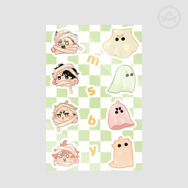 MSBY sticker sheet- mummies and ghosts
