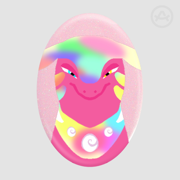 Odd pink & rainbow Hisuian Typlosion glitter oval badge