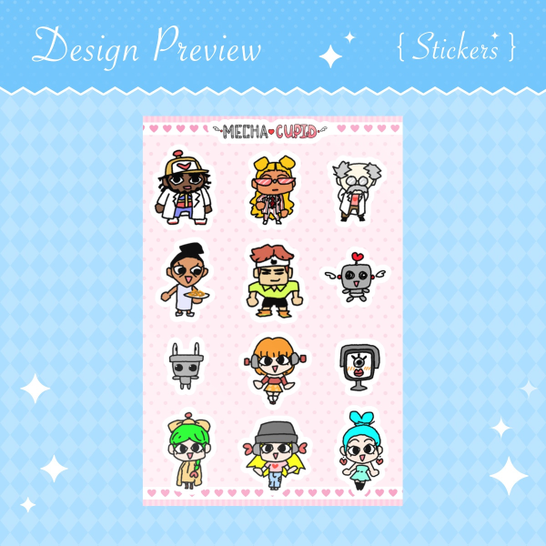 (GLOSSY) Mecha-Cupid Characters Sticker Sheet 1