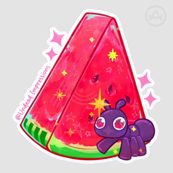 Watermelon slice with buggy friend