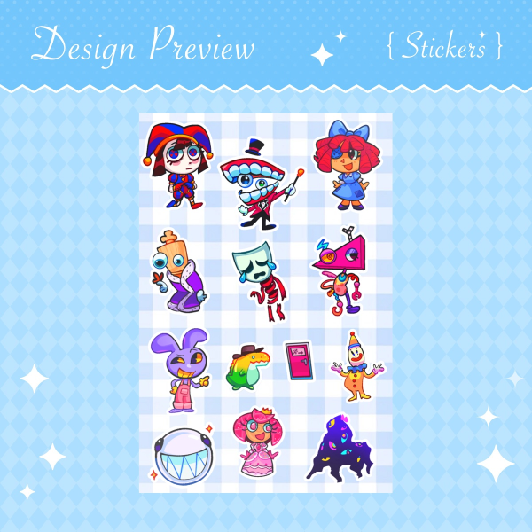 The Amazing Digital Circus sticker sheet