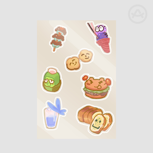 Flowery Cafe 7 Sun Foods Sticker Sheet
