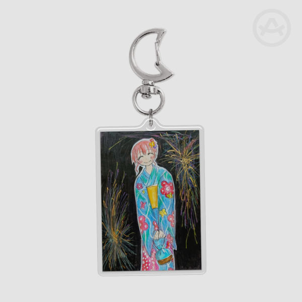 Fireworks and yukata Epoxy Clear Acrylic Keychains
