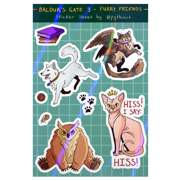 Baldur's Gate 3 Furry Friends - Sticker Sheet