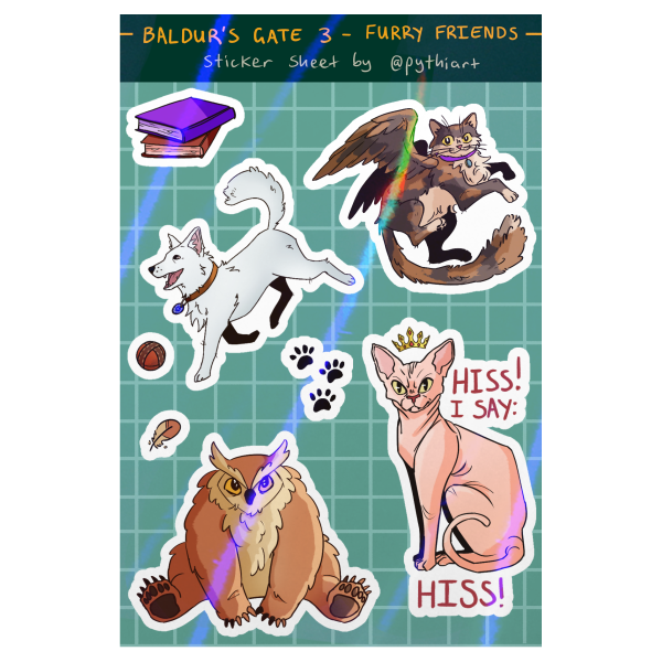 Baldur's Gate 3 Furry Friends - Sticker Sheet