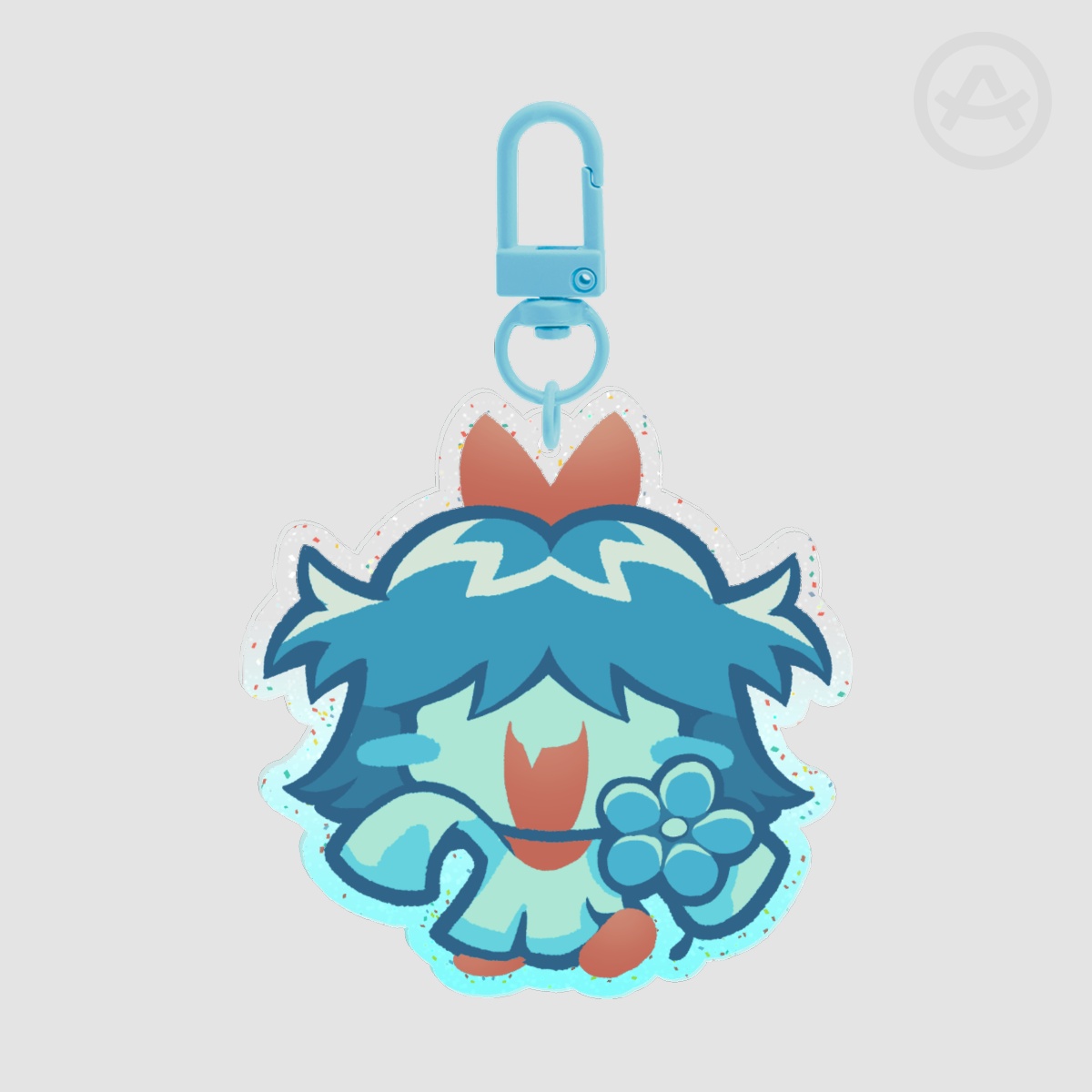 Aqua Flower Keychain