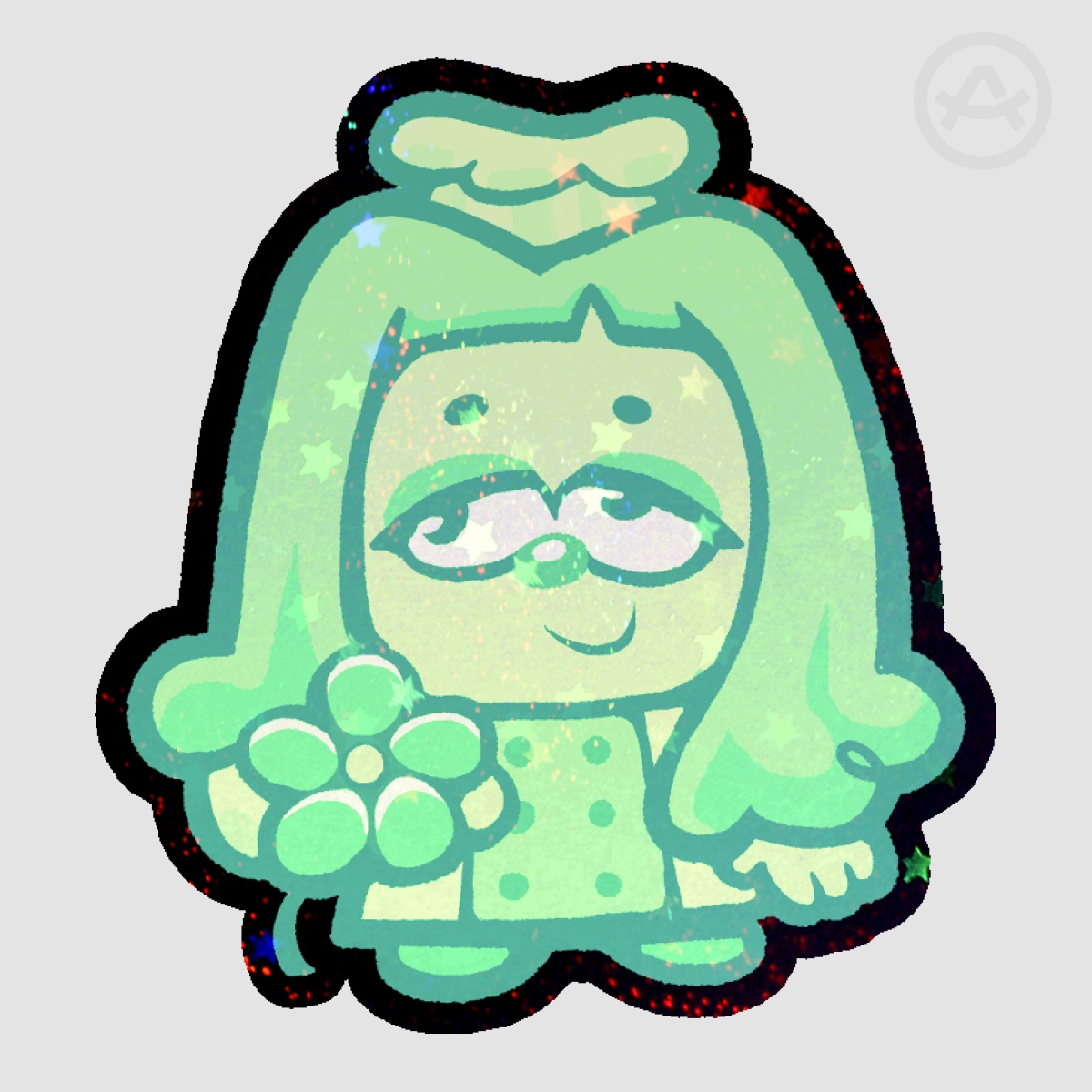 Green Flower Holo Sticker