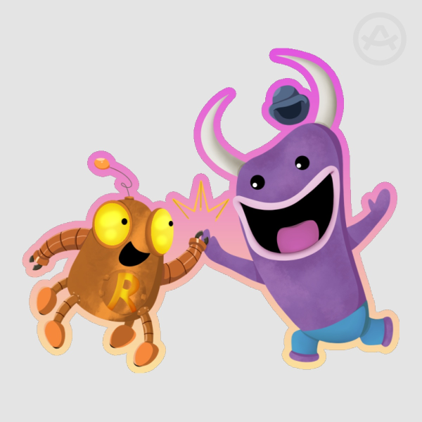 Robot and Monster  Cut Colored Edge Sticker