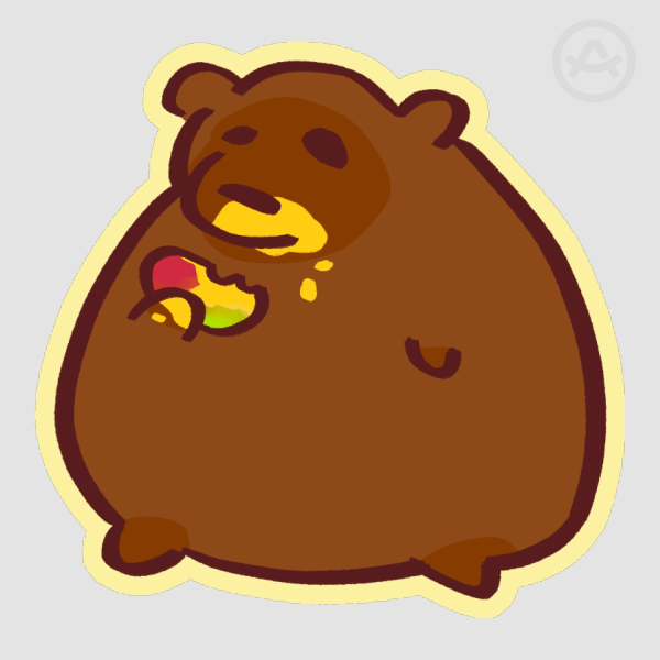 Bear eating mango sticker