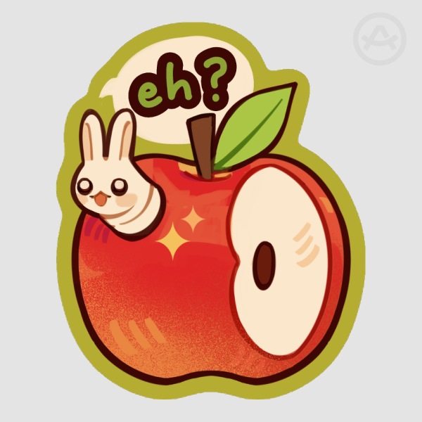 Worm Bunny Apple Sticker