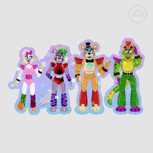 Glamrock Fazbear Crew Colored Edge Sticker Ver. 2 (Holographic Sand Star)