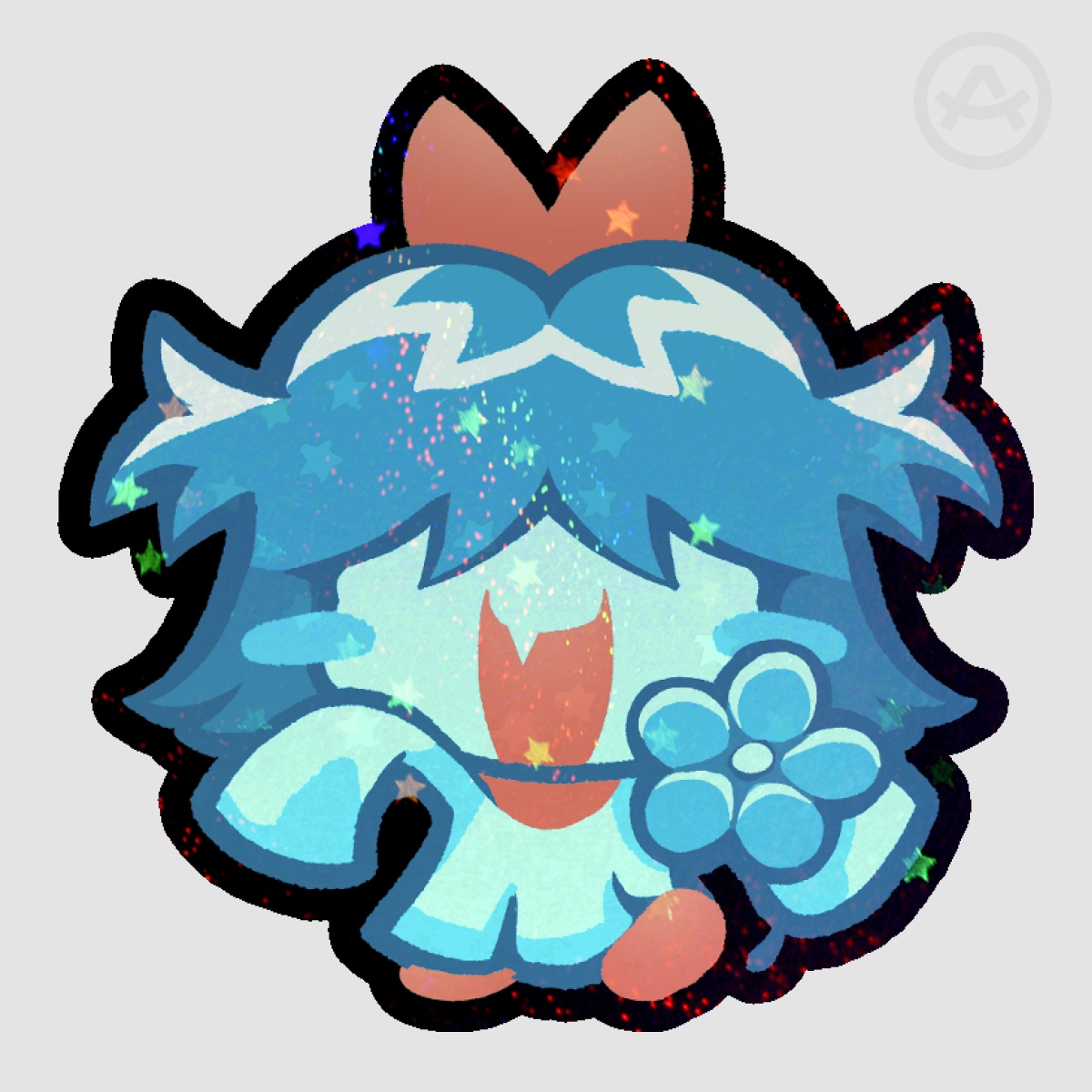 Aqua Flower Holo Sticker