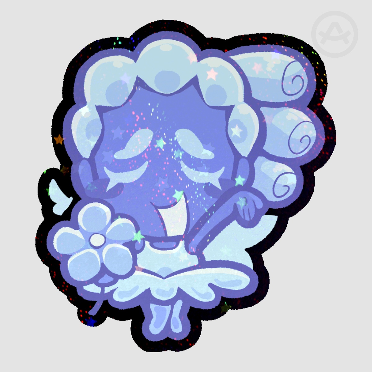 Blue Flower Holo Sticker