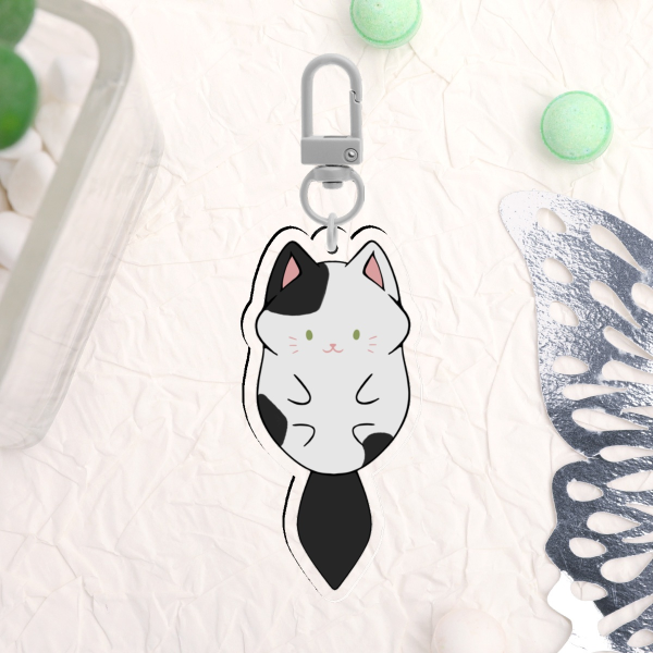 Black and White Cat Acrylic Charm