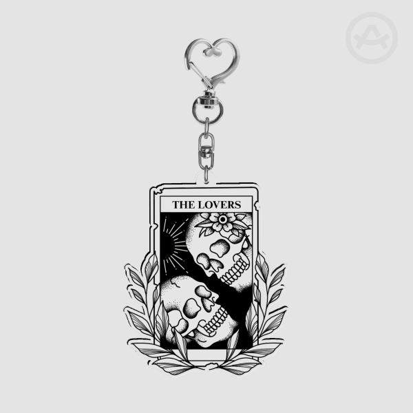 "The Lovers" Skull Tarot Keychain