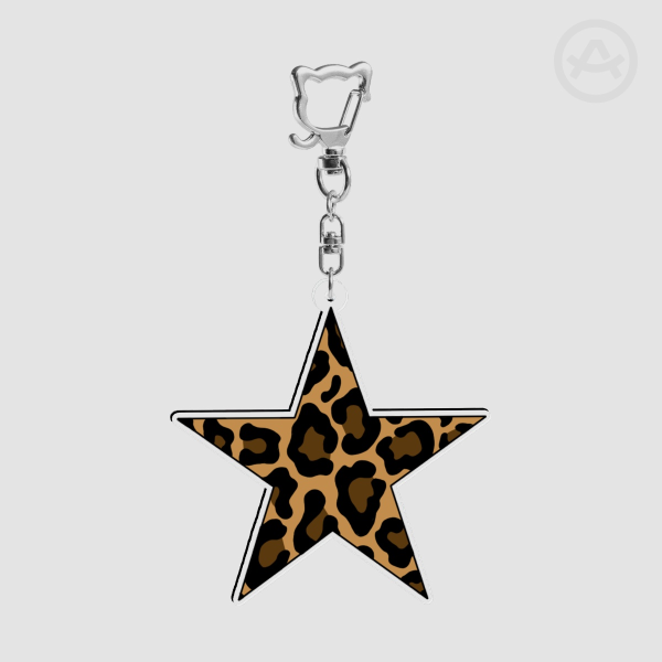 Leopard Print Star Keychain