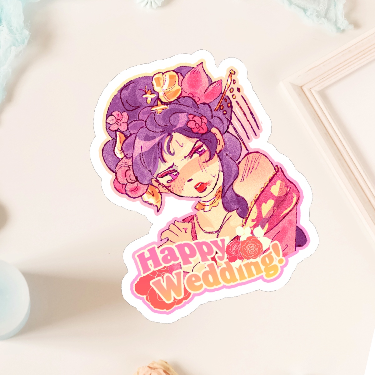 Happy Wedding! Die Cut Stickers