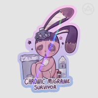 'Chronic Migraine Survivor' Bunny Colored Edge Die Cut Sticker