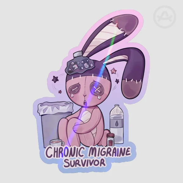 'Chronic Migraine Survivor' Bunny Colored Edge Die Cut Sticker