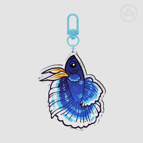 Blue Betta Ripple Acrylic Keychain